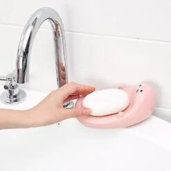 Bathroom Cute Cartoon Animal Shaped Soap Box Soap Drain Children Fall In Love With Bathing Kitchen Bathroom Accessories (color : Blue)