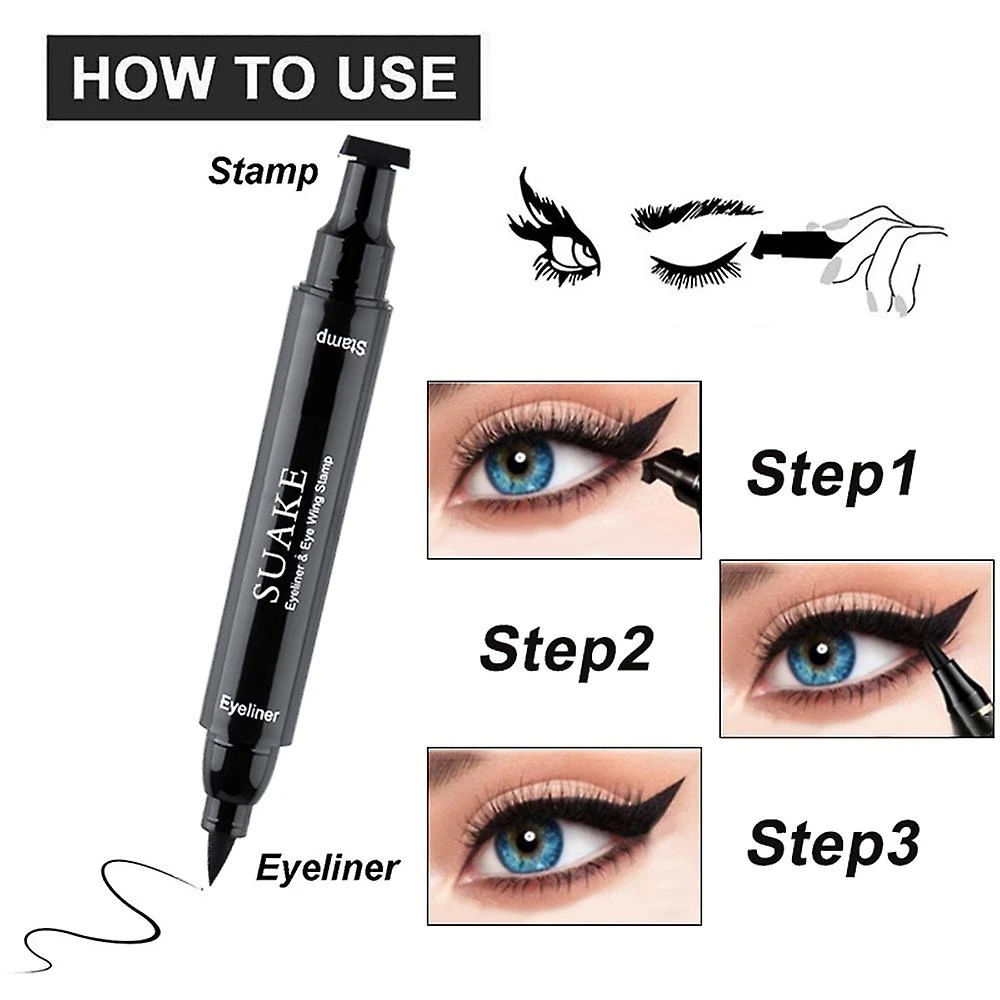 2pcs Black Winged Eyeliner Stamp Eye Liner Pencil Liquid Pen,vamp,cat Eye 2 2pcs Black Winged Eyeliner Stamp Eye Liner Pencil Liquid Pen,vamp,cat Eye - Image 2