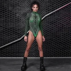 UV Reactive Neon Bodysuit - Ideal For Halloween & Christmas Parties M Green -Cosmetics Promotion Store 1115757149 max