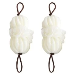 2 Pcs Loofah Sponges Shower Mesh Scrubber Shower Pouf Bathroom Accessories Cleanse Shower Sponge