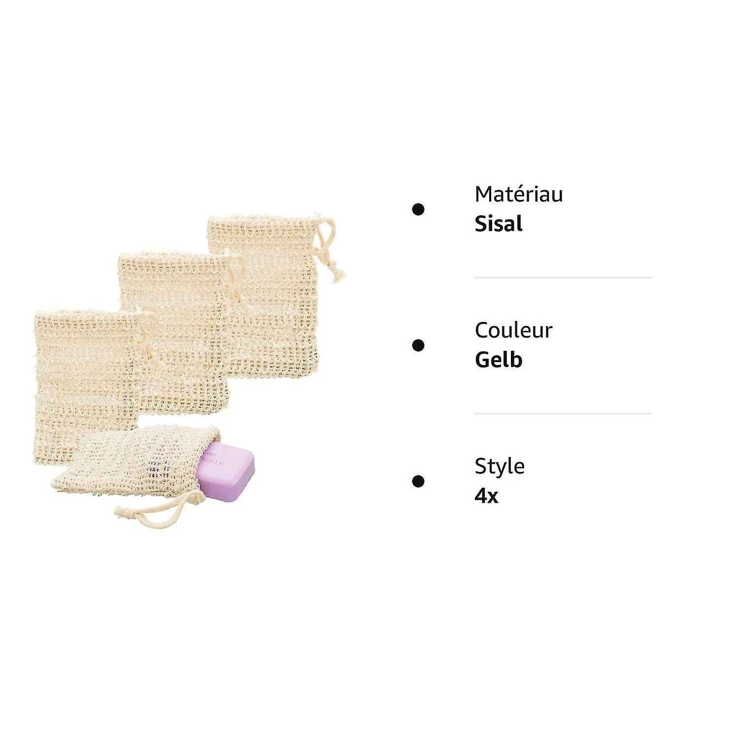 4x Sisal Soap Bag Natural Soap Net Soap Bag Soap Sponge 14cm X 9cm 1 4x Sisal Soap Bag Natural Soap Net Soap Bag Soap Sponge 14cm X 9cm