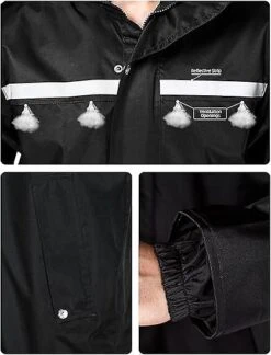 Manteau Impermable Impermable Pour Homme, Veste De Pluie Longue, Lgre, Rflchissante, Rutilisable Avec Capuche