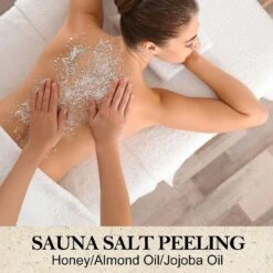 Sauna Salt Peeling Honey Almond Sea Salt Jojoba Oil Vitamin E Body Scrub Honey Almond For The Sauna, Shower And Steam Bath 1 Pcs