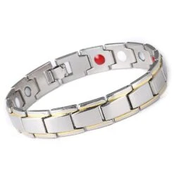 Stainless Steel Magnetic Therapy Bracelet Pain Relief Wristband Jewelry Gift Silver Gold