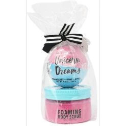 Onyx Bathhouse Unicorn Dreams Mason Jar Body Scrub And Bath Bomb Gift Set