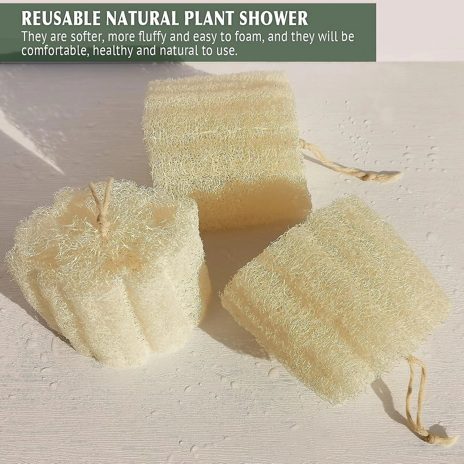 Natural Shower Loofah Sponge, Bath Exfoliating Loofah Body Scrub, 5.5" Soft And Easy Lathering Spa Loofah Sponge (3 Pack) 2 Natural Shower Loofah Sponge, Bath Exfoliating Loofah Body Scrub, 5.5" Soft And Easy Lathering Spa Loofah Sponge (3 Pack) - Image 2