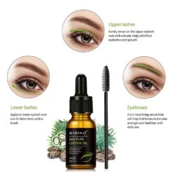 Castor Oil Eyelash Serum,Natural Castor Oil Eyelashes Growth Essential Oil Thick Longer Nourishing Enhancer Eyelash Eyebrow Hair Growth Liquid Castor