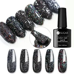 Uv Gel Nail Polish - Semi Permanent Glitter, Silver Laser Gel