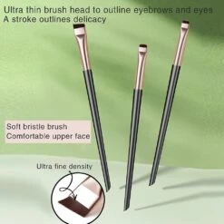 3pcs Professional Eyebrow Makeup Brush Set For Precise And Even Application White Gold
