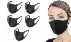 5 Pack Fashion Face Masks, Unisex Black Dust Cotton, Washable, Reusable Cotton Fabric-Yvan