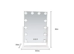 Led Makeup Mirror With 12 Bulb Square Intelligent Desktop Led Beauty Mirror White