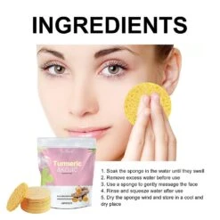 30Pcs Turmeric Cleansing Face Pads,Natural Compressed Facial Exfoliating Sponge