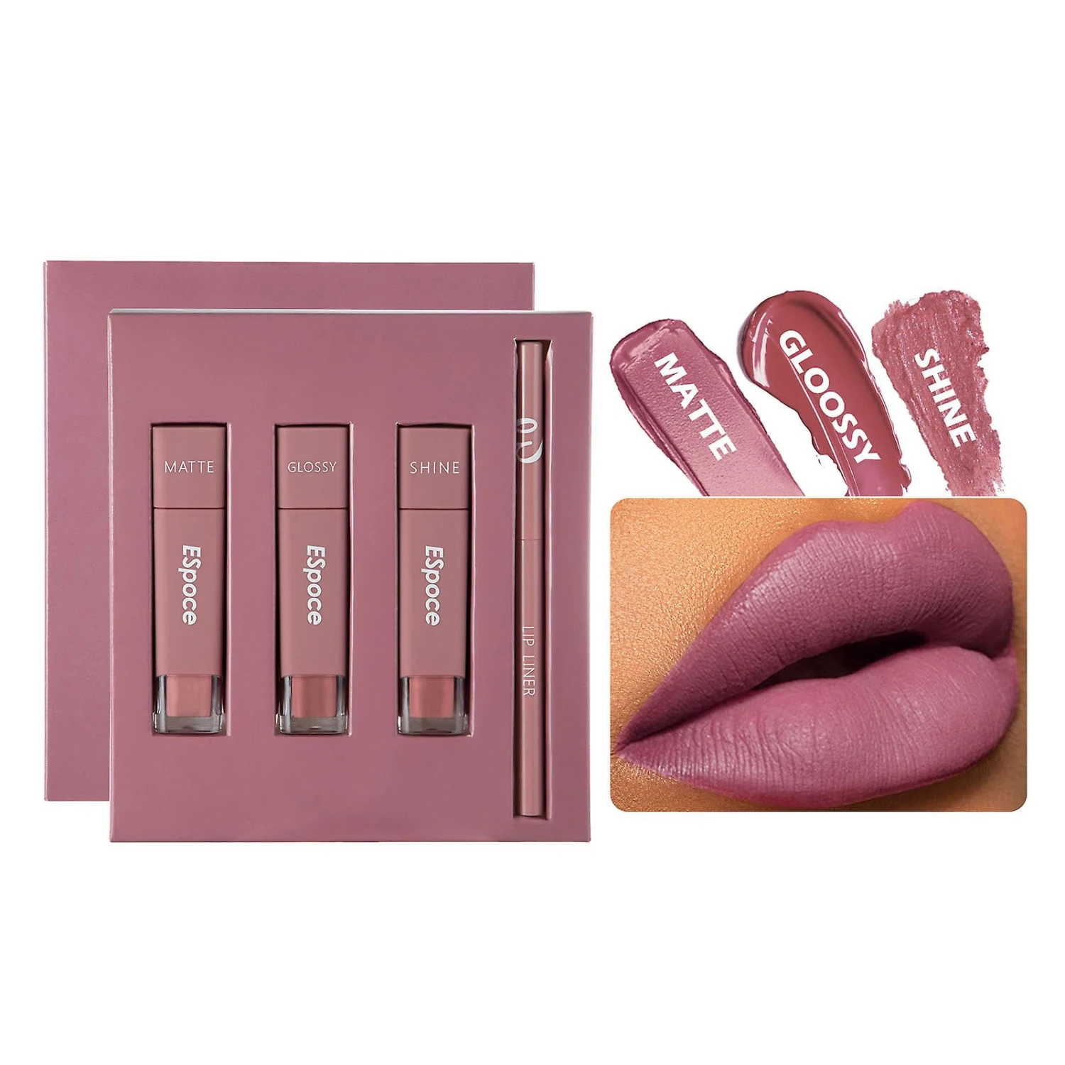 Matte Shine GlossyLipstick Lipliner Set Waterproof Long Lasting Non-Stick Cup 3 Matte Shine GlossyLipstick Lipliner Set Waterproof Long Lasting Non-Stick Cup - Image 3