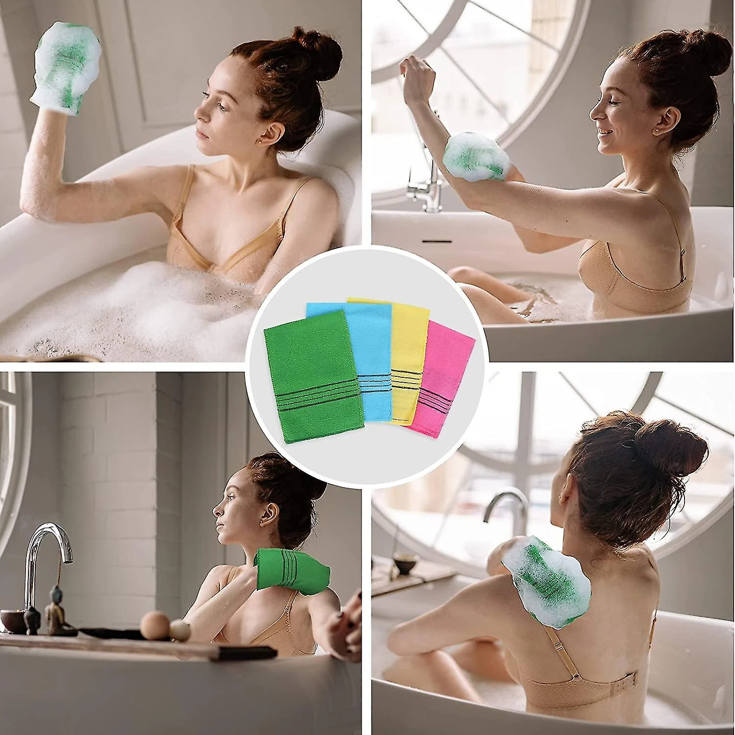 5 Pcs Exfoliating Mitt Asian Korean Exfoliating Washcloth,reusable Double Sided Exfoliating Gloves Dead Skin Towels Bath Accessories 4 5 Pcs Exfoliating Mitt Asian Korean Exfoliating Washcloth,reusable Double Sided Exfoliating Gloves Dead Skin Towels Bath Accessories - Image 4