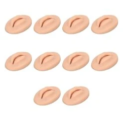3D Fake Lips For Semi Permanent Tattoo Training - 10PCS Silicone Practice Lips (Dark Skin Colour)