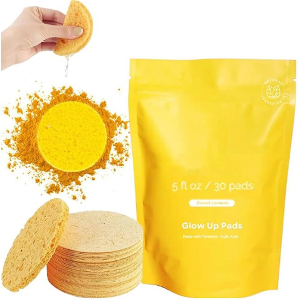 30Pcs Glow Up Pads - Turmeric & Kojic Acid Skin Care Pads, Natural Compressed Sponge For Face And Back Cleansing Exfoliating 3 30Pcs Glow Up Pads - Turmeric & Kojic Acid Skin Care Pads, Natural Compressed Sponge For Face And Back Cleansing Exfoliating - Image 3
