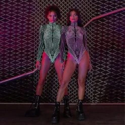 Uv Reactive Neon Bodysuit - Ideal For Halloween & Christmas Parties L Green -Cosmetics Promotion Store 1486344254 max