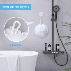 Large Shower Sponge Body Scrubber Mesh Pouf For Men And Women, Set Of 4 (white) -Cosmetics Promotion Store 1490009140 max