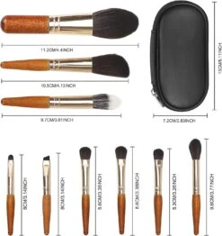 Makeup Brushes Set, 9PCS Portable Travel Make Up Brush, Mini Sized Foundation Cosmetic Brushes Kit For Eyeshadow Eyebrow With Storage Case,Brown