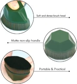 Foundation Brush, Iron Type Makeup Brush For Face Blush Liquid Powder Foundation Brush With Protective Case (Green)