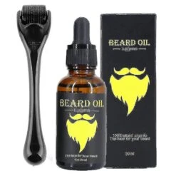 Facial Hair Growth Kit For Men And Dads - Beard Derma Roller, 0.5mm Derma Roller, Beard Oil