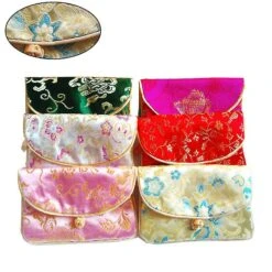 6pcs Coin Bags Exquisite Decorative Silk Brocade Beautiful Vintage Coin Bag Jewellery Pouch Purse For Girl