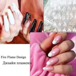 Flame Nail Art Stickers Decals Holographic Fire Nail Decals Nail Art Supplies Flame Fire Design Nail Stickers For Women Girls Nail Decorations Manicur -Cosmetics Promotion Store 1498685314 max