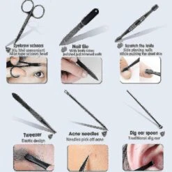 Manicure Set, 15 In 1 Stainless Steel Professional Pedicure Kit Nail Scissors Grooming Kit With Black Leather Travel Case -Cosmetics Promotion Store 1498733830 max