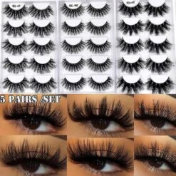 5pairs/set Faux Mink Hair False Eyewispy Criss-cross Fluffy Thick Natural Handmade Lash Cruelty-free Eye Makeup Tools