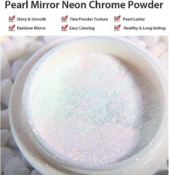 2 Pack Chrome Nail Powder, Pearl White Chrome Powder Holographic Mirror Glitter Neon Nail Powder, Magic Chameleon Metallic Shell Chrome Powder For Nai -Cosmetics Promotion Store 1498975282 max