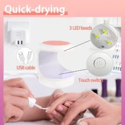 Mini Uv Led Nail Art Lamp, Mini Uv Gel Nail Art Lamp, Nail Dryer, Portable Nail Art Uv Lamp, Home Nail Salon Diy Quick Drying (pink) -Cosmetics Promotion Store 1499128479 max