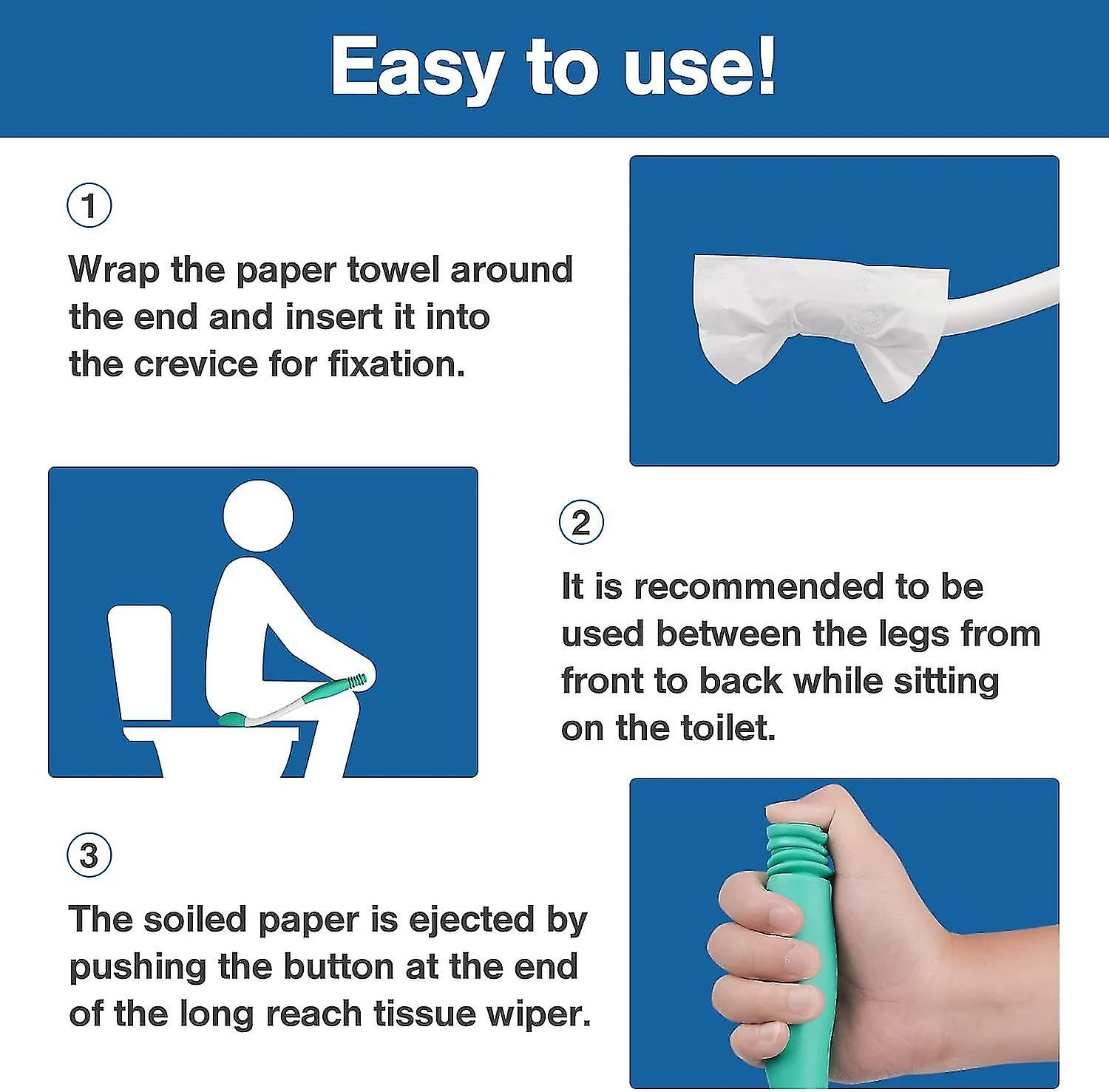 Long Reach Comfort Wipe Toilet Aids Tools, Bottom Wiper For Fat People, Disabled, Elderly, Pregnant, Surgery Recovery 1 Pcs 4 Long Reach Comfort Wipe Toilet Aids Tools, Bottom Wiper For Fat People, Disabled, Elderly, Pregnant, Surgery Recovery 1 Pcs - Image 4