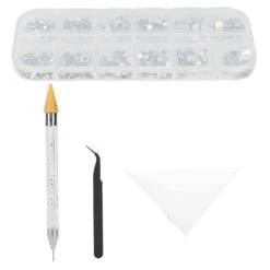 AB Nail Art Rhinestones Set Nail Decorations With Double Headed Picker Dotting Pen Tweezer