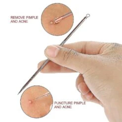 4pcs/set Acne Remover Tool Stainless Steel Rose Gold Double Head Needles Blackhead Extractor -Cosmetics Promotion Store 1527214641 max