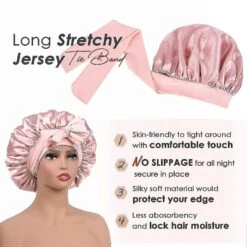 Hot Pink Silk Satin Bonnet For Sleeping Double Layer Satin Lined Hair Bonnet -Cosmetics Promotion Store 1528026860 max