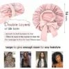 Hot Pink Silk Satin Bonnet For Sleeping Double Layer Satin Lined Hair Bonnet