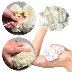 1/2Pcs 2-in-1 Bath Loofah With Drawstring Closure For Soap Exfoliating Mesh Sponge Soft Men Women Kids Bathing Accessories 2pcs
