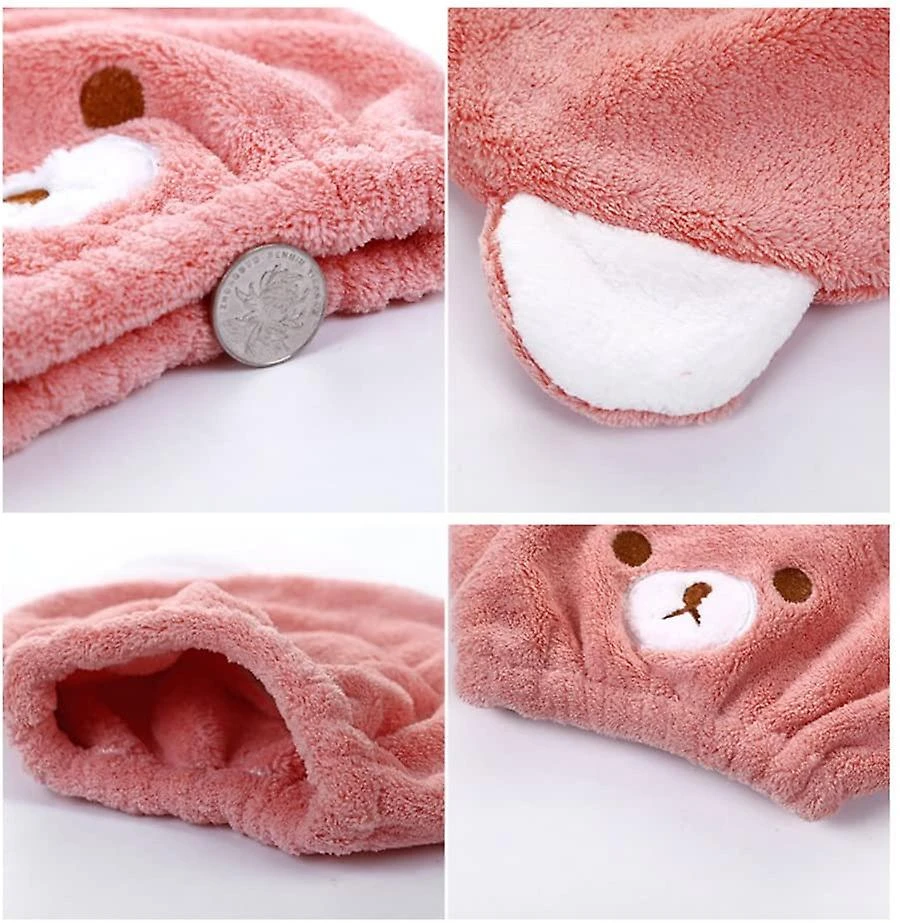 Kids Super Absorbent Dry Hair Cap Quick Drying Wrap Towel Hat Cartoon Bear Head Towel Cap 2 Kids Super Absorbent Dry Hair Cap Quick Drying Wrap Towel Hat Cartoon Bear Head Towel Cap - Image 2