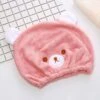 Kids Super Absorbent Dry Hair Cap Quick Drying Wrap Towel Hat Cartoon Bear Head Towel Cap