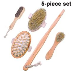 Dry Brushing Body Brush Set Lymphatic Drainage Skin Exfoliating - Natural Bristle Spa Kit - Long Handle Back Scrubber, Massager Face Exfoliator Fo -Cosmetics Promotion Store 217347146 max