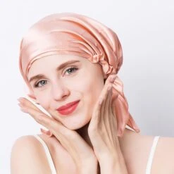 Silky Satin Sleeping Cap Night With Elastic Ribbon For Women Long Hair Care -Cosmetics Promotion Store 248701702 max