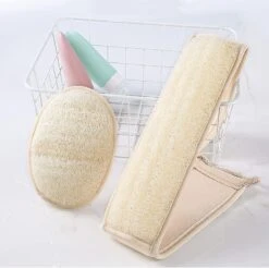 Natural Loofah Exfoliating Back Scrubber Set, Loofah Sponge Pads & Body Sponge Scrubber, Deep Clean & Invigorate Skin (large)