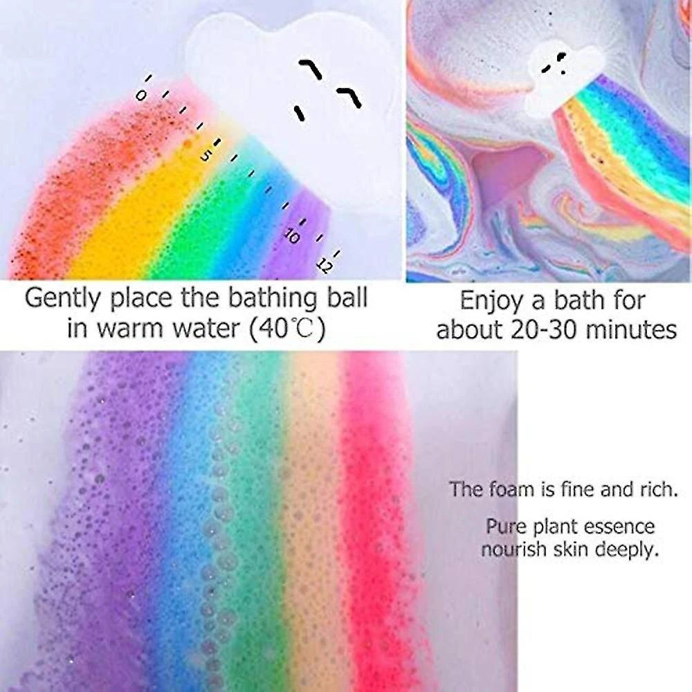 Wabjtam Rainbow Cloud Bath Bomb, Float On Water&release Vivid Rainbow Color, Moisturize Dry Skin,good For Bubble & Spa Bath (4-pack) 4 Wabjtam Rainbow Cloud Bath Bomb, Float On Water&release Vivid Rainbow Color, Moisturize Dry Skin,good For Bubble & Spa Bath (4-pack) - Image 4