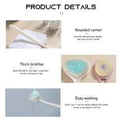 Back Scrubber Bath Brush With Soft Thick Bristles For All Skin Types White