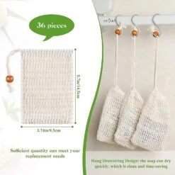 36 Pack Soap Exfoliating Bags,soap Saver Made Sisal Mesh Soap Bag Bar Soap Bag With Drawstring For