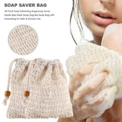 40 Pack Soap Exfoliating Bags,soap Saver Made Sisal Mesh Soap Bag Bar Soap Bag With Drawstring For -Cosmetics Promotion Store 632853586 max