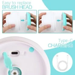 Electric Bath Brush, Rechargeable Electric Body Bath Brush Long Handle With 5 Removable Silicone Soft Brush Heads Electric Spin Scrubber For Shower Ex