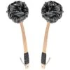 2pcs Bath Loofah Back Scrubber With Long Handle Stick-bamboo Charcoal Loofah Sponge Shower Exfoliati