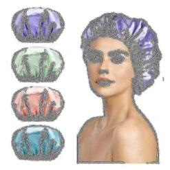 4 Pack Shower Caps For Women, Double Waterproof Layers Shower Cap