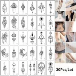 30sheet Temporary Tattoo Sticker Moon Lotus Body Art Arm Tattoos Waterproof Flowers Tattoos Sticker -Cosmetics Promotion Store 873715525 max